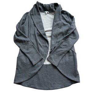 James Perse Dark Gray Open-Front Draped Cardigan